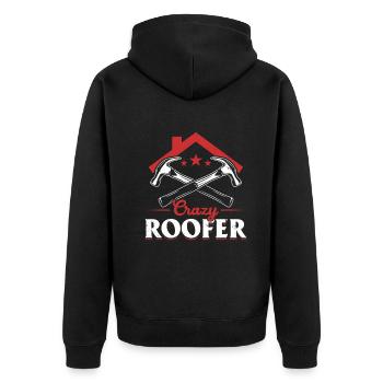 Roofer Contractor Roof Worker - Crazy Roofer - Unisex Premium Bio Zip Hoodie - Schwarz - Hinten - Nico (187cm)