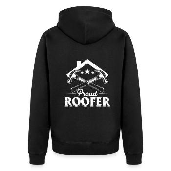 Proud Roofer - Roofer Contractor Roofer Worker Roo - Unisex Premium Bio Zip Hoodie - Schwarz - Hinten - Nico (187cm)