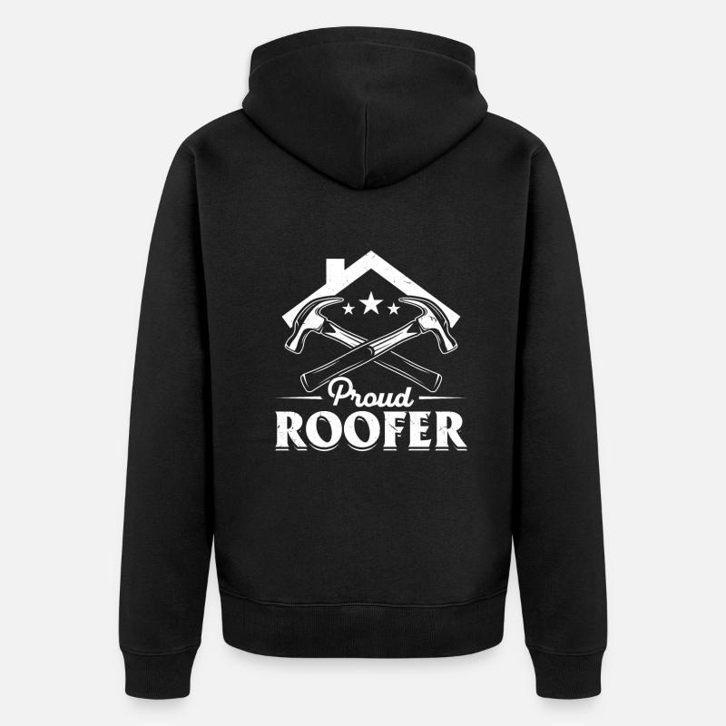 Proud Roofer - Roofer Contractor Roofer Worker Roo - Unisex Premium Bio Zip Hoodie - Schwarz