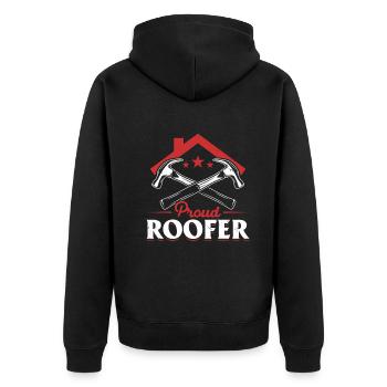 Roofer Contractor Roofing Worker Roofer - Proud Ro - Unisex Premium Bio Zip Hoodie - Schwarz - Hinten - Nico (187cm)