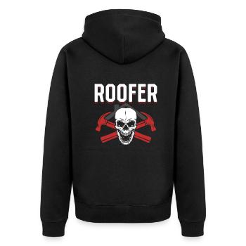 Roofer - Roof Worker Roofing Worker Roofer - Unisex Premium Bio Zip Hoodie - Schwarz - Hinten - Nico (187cm)