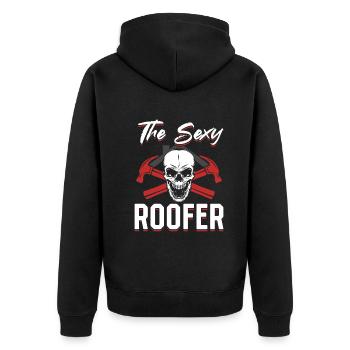 The Sexy Roofer - Roofing Contractor Roof Worker - Unisex Premium Bio Zip Hoodie - Schwarz - Hinten - Nico (187cm)