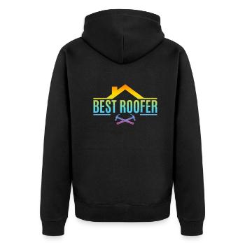 Roofing Worker - Best Roofer - Unisex Premium Bio Zip Hoodie - Schwarz - Hinten - Nico (187cm)