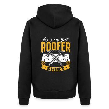 This Is My Best Roofer Shirt - Roofing Roofer - Unisex Premium Bio Zip Hoodie - Schwarz - Hinten - Nico (187cm)