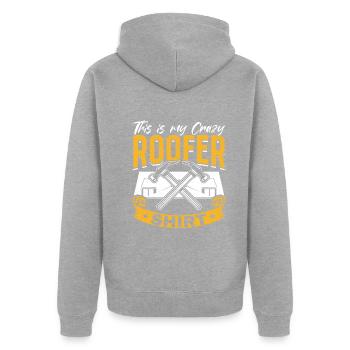 This Is My Crazy Roofer Shirt Roofing Crazy Roofer - Unisex Premium Bio Zip Hoodie - Grau meliert - Hinten - Nico (187cm)