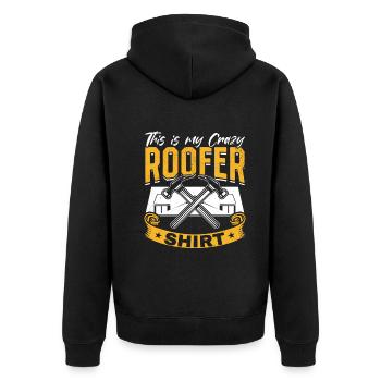 This Is My Crazy Roofer Shirt Roofing Crazy Roofer - Unisex Premium Bio Zip Hoodie - Schwarz - Hinten - Nico (187cm)