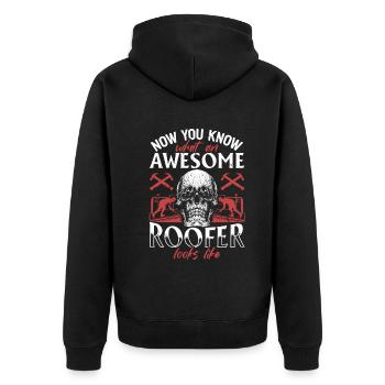 Roofer - Now You Know What An Awesome Roofer Looks - Unisex Premium Bio Zip Hoodie - Schwarz - Hinten - Nico (187cm)