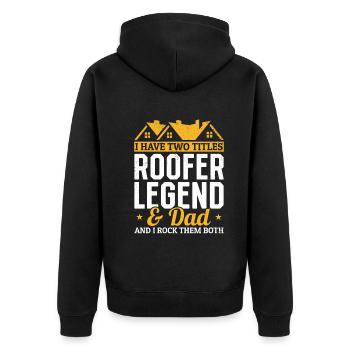 I Have Two Titles Roofer Legend & Dad - Roofing Da - Unisex Premium Bio Zip Hoodie - Schwarz - Hinten - Nico (187cm)