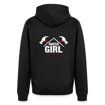 Roofer Girl - Roof Worker Roofing Girl - Unisex Premium Bio Zip Hoodie - Schwarz - Hinten - Nico (187cm)