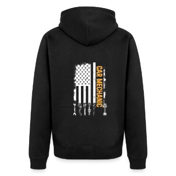 Car Mechanic US Flag Auto Mechanic - Unisex Premium Organic Zip Hoodie - black - Back - Nico (187cm)