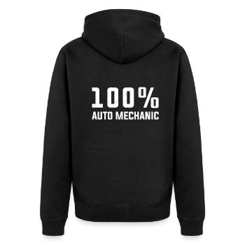 100% Auto Mechanic Car Mechanic Funny Mechanic - Unisex Premium Organic Zip Hoodie - black - Back - Nico (187cm)