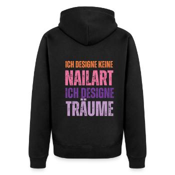 Ich designe keine Nailart Nageldesignerin - Unisex Premium Bio Zip Hoodie - Schwarz - Hinten - Nico (187cm)