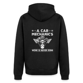 Le travail d’un mécanicien automobile n’est jamais terminé - Auto Mechani - Veste à capuche bio Premium Unisexe - noir - Dos - Nico (187cm)