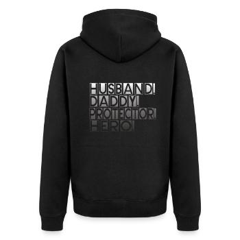 Mari Papa Protecteur Héros Fête des pères - Veste à capuche bio Premium Unisexe - noir - Dos - Nico (187cm)