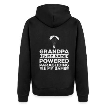 Powered Paragliding Grandpa Powered Paraglider - Unisex Premium Organic Zip Hoodie - black - Back - Nico (187cm)