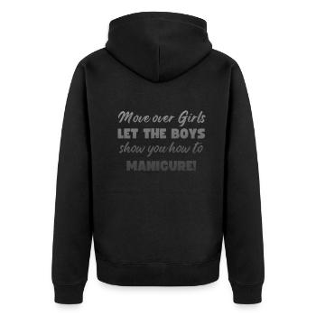 Place là, les filles - prothésistes ongulaires - Veste à capuche bio Premium Unisexe - noir - Dos - Nico (187cm)