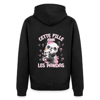 Dieses Mädchen Liebt Pandas - Unisex Premium Bio Zip Hoodie - Schwarz - Hinten - Nico (187cm)