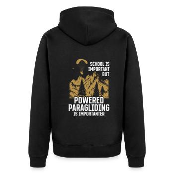Paramoteur - L’école est importante mais propulsée par - Veste à capuche bio Premium Unisexe - noir - Dos - Nico (187cm)