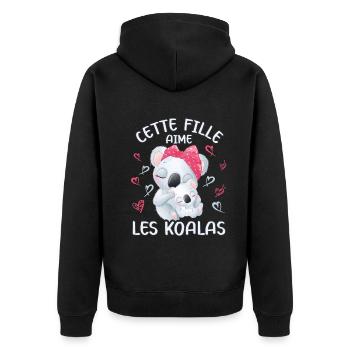 Dieses Mädchen Liebt Koalas - Unisex Premium Bio Zip Hoodie - Schwarz - Hinten - Nico (187cm)