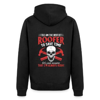 Je suis le meilleur couvreur pour gagner du temps - Funny Roofer R - Veste à capuche bio Premium Unisexe - noir - Dos - Nico (187cm)