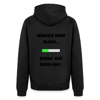 Windele wird Glada - Schwäbisch Stolz Schwabenland - Unisex Premium Bio Zip Hoodie - Schwarz - Hinten - Nico (187cm)