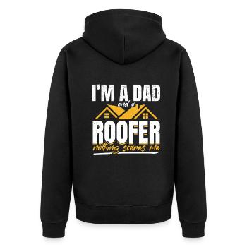 Je suis papa et couvreur Rien ne me fait peur - Roofer - Veste à capuche bio Premium Unisexe - noir - Dos - Nico (187cm)