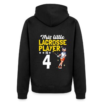 This Little Lacrosse Player Is 4 - Lacrosse Player - Unisex Premium Organic Zip Hoodie - black - Back - Nico (187cm)
