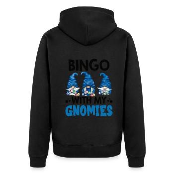 Bingo with my gnomies Funny Bingo - Unisex Premium Organic Zip Hoodie - black - Back - Nico (187cm)