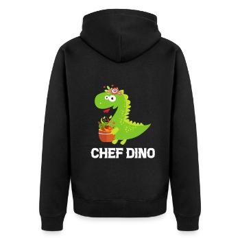 Chef Dino Kitchen Cook & Dinosaur Lover Kitchen Co - Unisex Premium Bio Zip Hoodie - Schwarz - Hinten - Nico (187cm)