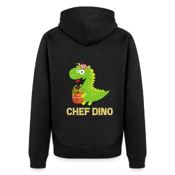 Chef Dino Kitchen Cook & Dinosaur Lover Dino Chef - Unisex Premium Bio Zip Hoodie - Schwarz - Hinten - Nico (187cm)