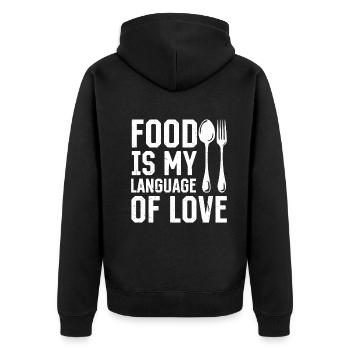 Food Is My Language - Cooking Chef Kitchen Cook - Unisex Premium Organic Zip Hoodie - black - Back - Nico (187cm)