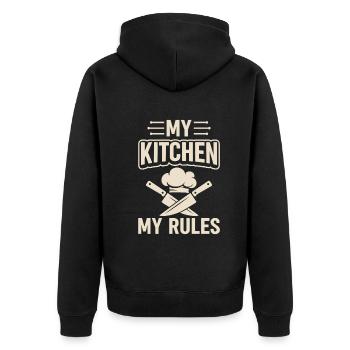 Ma cuisine Mes règles Chapeaux et couteaux de cuisine Chef Ki - Veste à capuche bio Premium Unisexe - noir - Dos - Nico (187cm)