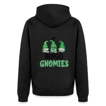 Bingo Gnomies Women Men Funny Bingo - Unisex Premium Organic Zip Hoodie - black - Back - Nico (187cm)