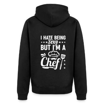 I Hate Being Sexy But I'm A Chef Cooking Chef Sexy - Unisex Premium Bio Zip Hoodie - Schwarz - Hinten - Nico (187cm)