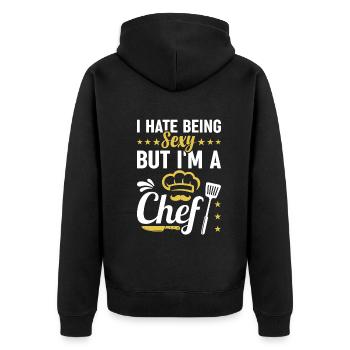 I Hate Being Sexy But I'm A Chef Cooking Knife And - Unisex Premium Bio Zip Hoodie - Schwarz - Hinten - Nico (187cm)