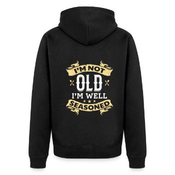 Je ne suis pas vieux je suis bien assaisonné vieille cuisine de cuisine - Veste à capuche bio Premium Unisexe - noir - Dos - Nico (187cm)