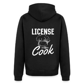 License To Cook Chef's Hat Restaurant Chef Cooking - Unisex Premium Organic Zip Hoodie - black - Back - Nico (187cm)