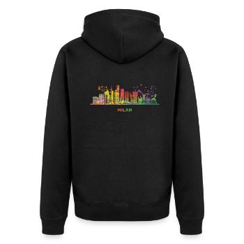 Paysage urbain de Milan - Veste à capuche bio Premium Unisexe - noir - Dos - Nico (187cm)