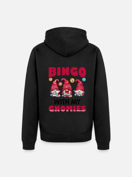 Bingo med mine gnomies Funny Bingo - Premium økologisk unisex-hættejakke - 
