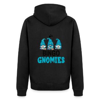 Bingo Gnomies Women Men Funny Bingo - Unisex Premium Organic Zip Hoodie - black - Back - Nico (187cm)