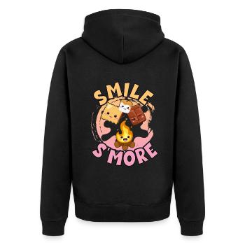 Smile S'more S'mores Pun Weekend Smores - Unisex Premium Bio Zip Hoodie - Schwarz - Hinten - Nico (187cm)