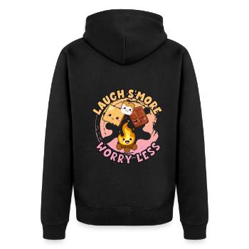 Laugh S'more Sorgen Weniger S'mores Pun - Unisex Premium Bio Zip Hoodie - Schwarz - Hinten - Nico (187cm)