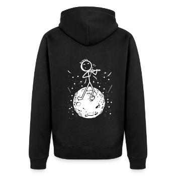 Violin Stick Player In Planet Violin Playing Violi - Unisex Premium Bio Zip Hoodie - Schwarz - Hinten - Nico (187cm)