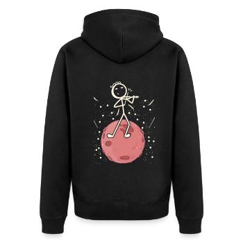 Violin Stick Player In Planet Violin Music Violin - Unisex Premium Bio Zip Hoodie - Schwarz - Hinten - Nico (187cm)