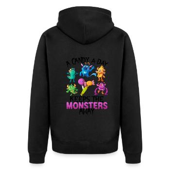 One candy a day Monster Funny Halloween - Unisex Premium Organic Zip Hoodie - black - Back - Nico (187cm)