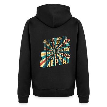 Forget Eat And Sleep Just Play The Violin Violinis - Unisex Premium Bio Zip Hoodie - Schwarz - Hinten - Nico (187cm)