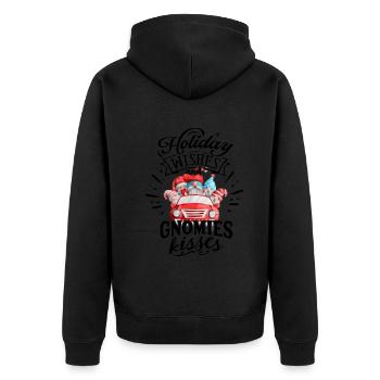 Weihnachten Holiday Wishes Gnomies Kisses - Unisex Premium Bio Zip Hoodie - Schwarz - Hinten - Nico (187cm)