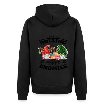 Rolling With My Gnomies Weihnachtsgnom - Unisex Premium Bio Zip Hoodie - Schwarz - Hinten - Nico (187cm)