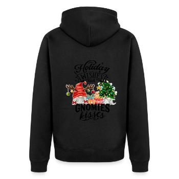 Weihnachten Holiday Wishes Gnomies Kisses - Unisex Premium Bio Zip Hoodie - Schwarz - Hinten - Nico (187cm)