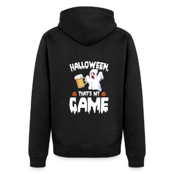 Halloween That's My Game - Halloween Ghost Hallowe - Unisex Premium Organic Zip Hoodie - black - Back - Nico (187cm)
